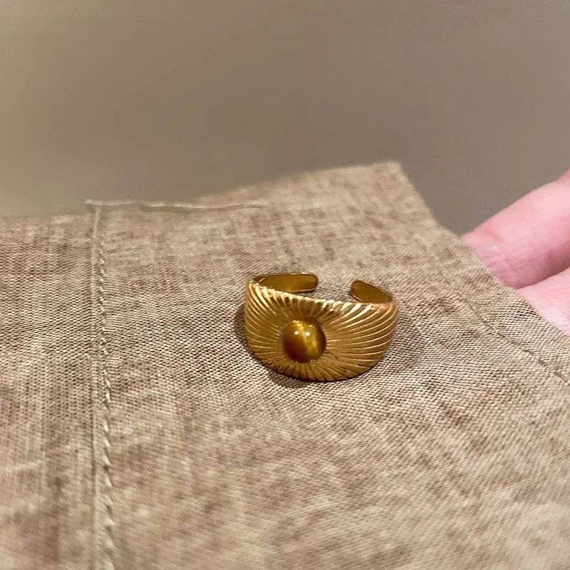 Vintage Red Crystal Baroque Victorian Goth Gold Adjustable Women's Ring - Le Joyau Store - Gothic,Open Ring,Punk,Red Crystal - 991044 1PC