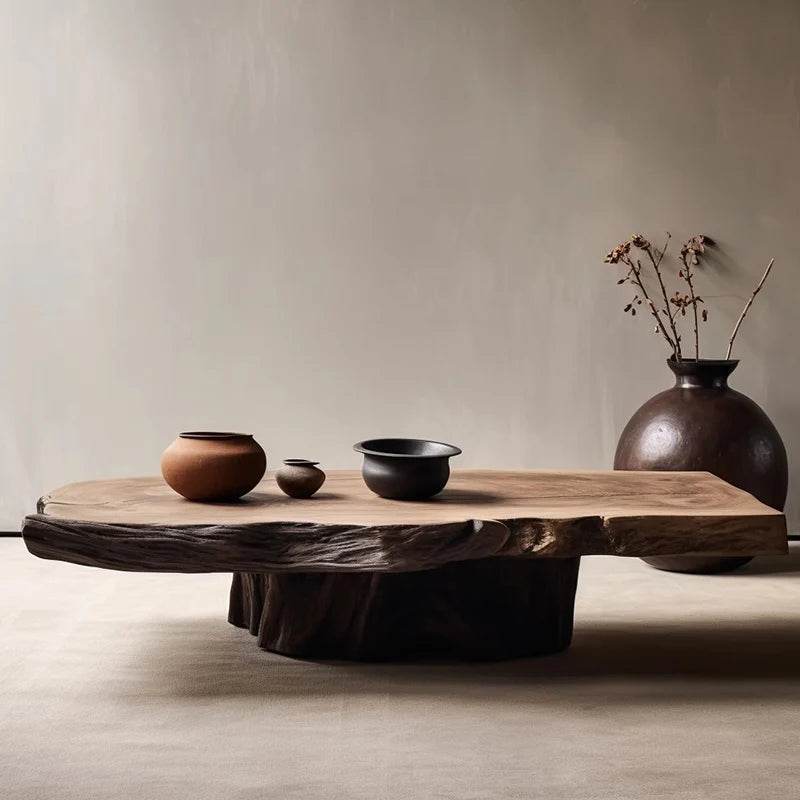 Rustic Wooden Coffee Table with Tree Bark Finish Antique Style Centerpiece Furniture - Le Joyau Store - antique,decor,modern,unique,wood - 120x60x45cm