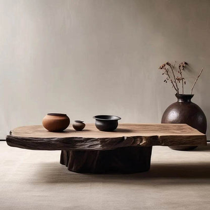 Rustic Wooden Coffee Table with Tree Bark Finish Antique Style Centerpiece Furniture - Le Joyau Store - antique,decor,modern,unique,wood - 120x60x45cm