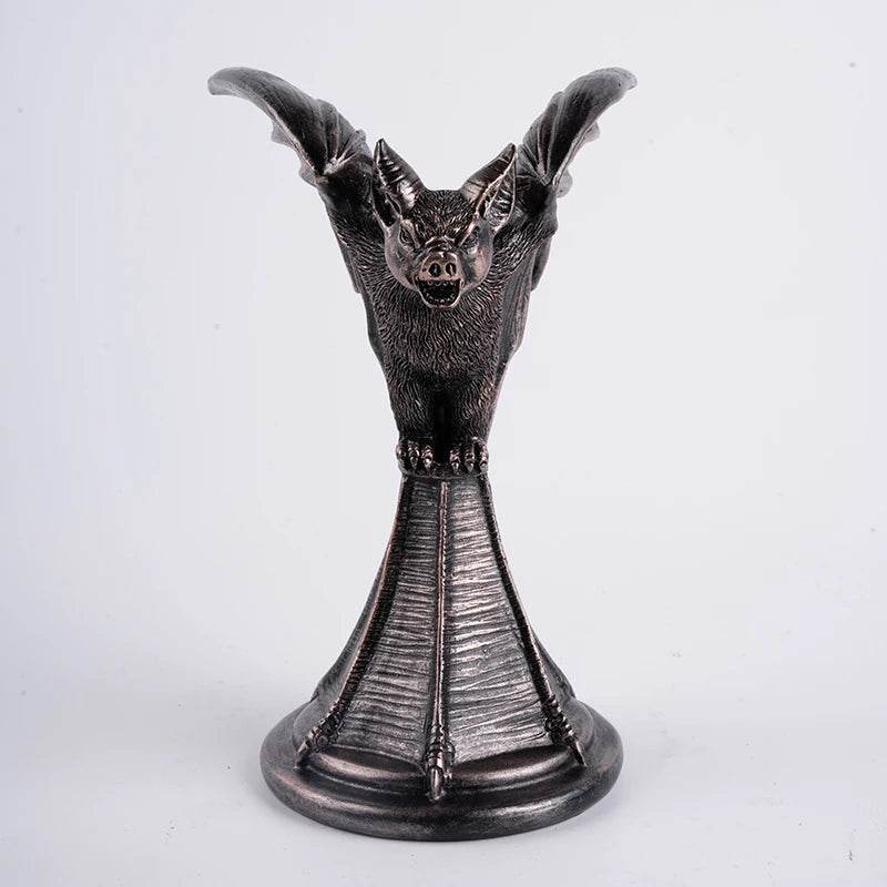 Rustic Gothic Faded Black & Bronze Animal Figurine Candlestick Holder - Le Joyau Store - animal,black,candle,gothic,halloween - Cat