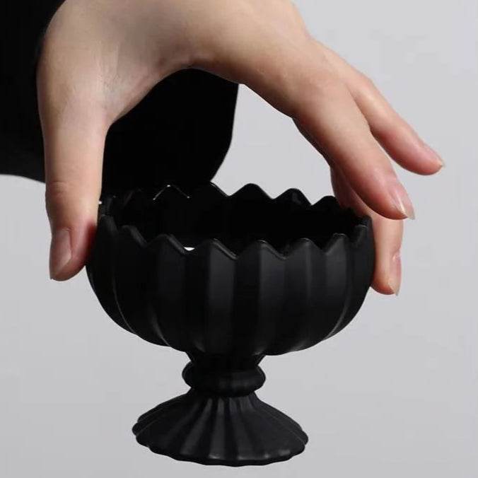 Gothic Victorian Black Obsidian Glass Dessert Serving Bowl (100ml) - Le Joyau Store - Dessert,Glass,Highfoot,Obsidian,Yogurt - 