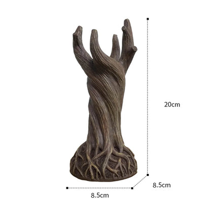 Ornate Vintage Engraved Resin Tree Trunk Statue Flower Vase - Le Joyau Store - Decor,Floral,Gift,Resin,Tabletop - Red Brown