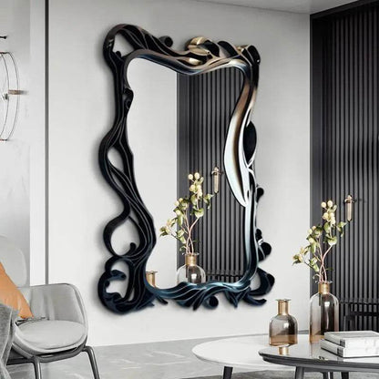 Luxury Gothic Black Swirl Full Body Wall Mirror Abstract Designer Statement Decor Mirror - Le Joyau Store - bedroom,designer,full body,standing - 80x180cm