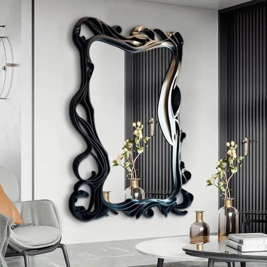Luxury Gothic Black Swirl Full Body Wall Mirror Abstract Designer Statement Decor Mirror - Le Joyau Store - bedroom,designer,full body,standing - 80x180cm