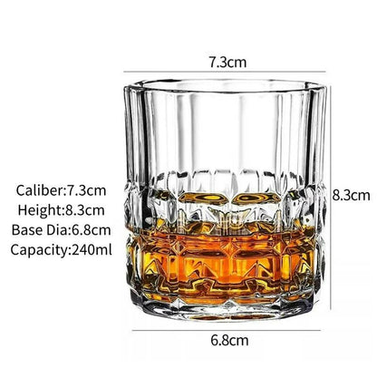 Vintage Embossed Whiskey Glass Classic Old Fashioned Tumbler for Bourbon & Scotch - Le Joyau Store - engraved,gift set,old fashion,premium,whiskey - C 300ml / 1pc