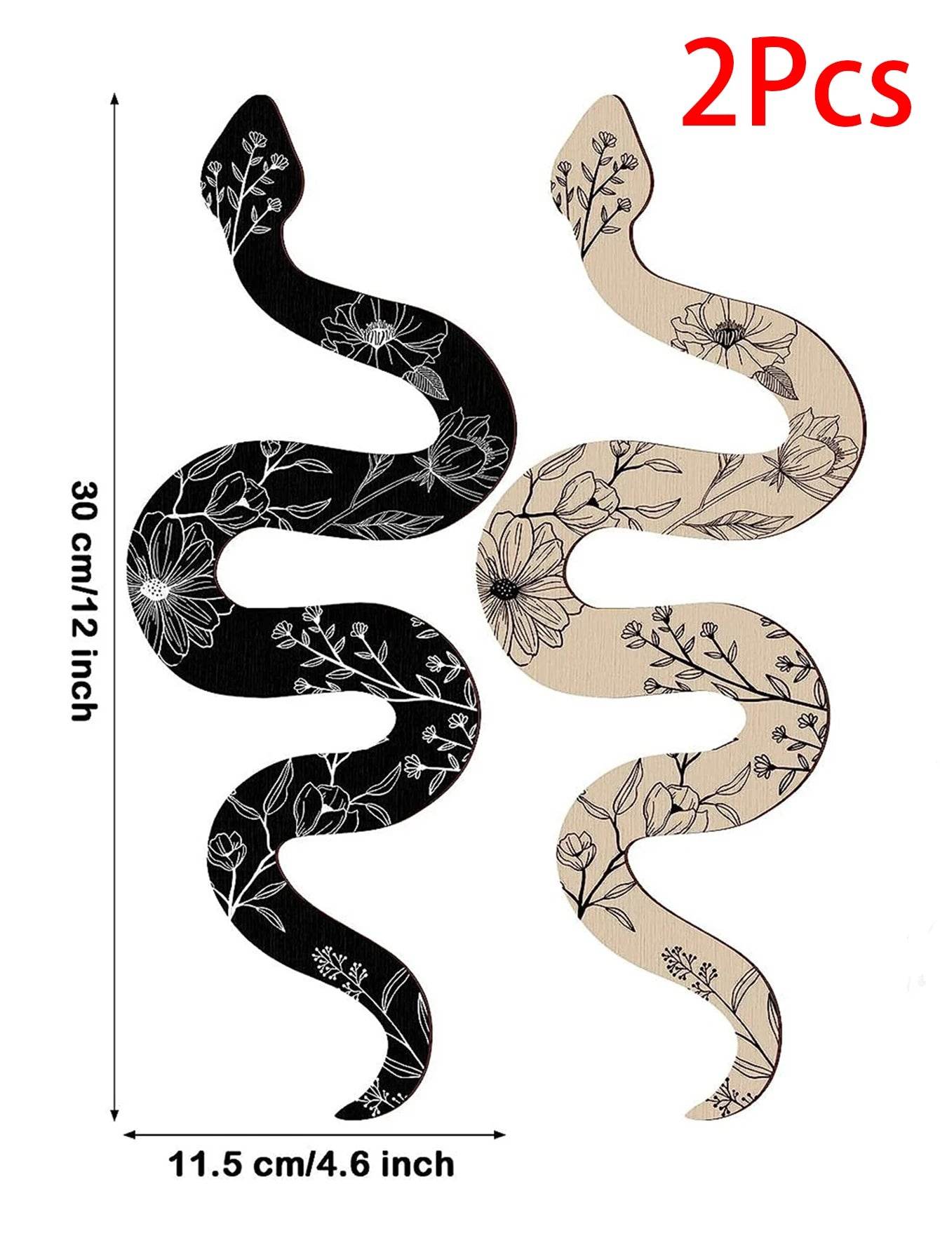 Rustic Wooden Floral Boho Witchy Snake Hanging Wall Decor - Le Joyau Store - - Black