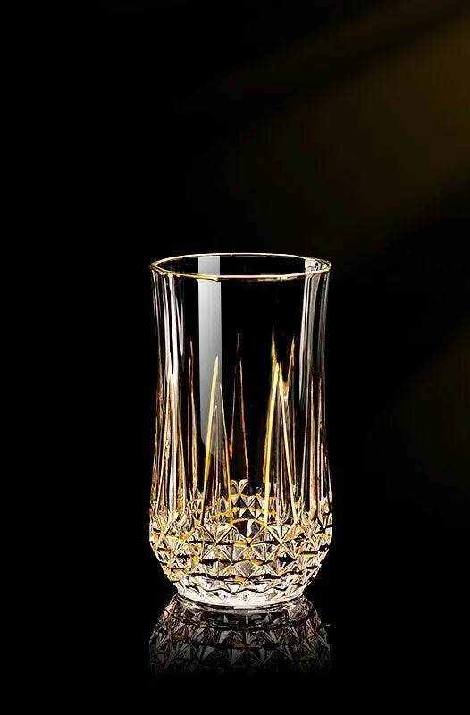 Luxury Gold-Accented Crystal Wine & Whiskey Glass French-Style Embossed Stemware - Le Joyau Store - crystal,elegant,gift set,gold,whisky - 1pcs 170ml