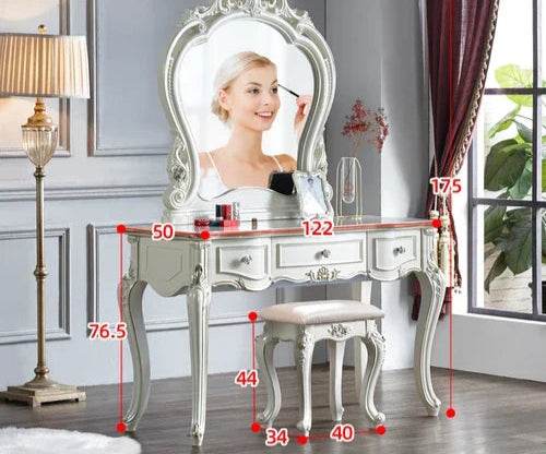 Gothic Black Baroque Vanity Desk with Mirror Victorian Makeup Table - Le Joyau Store - black,living,makeup,mirror,narrow - 1