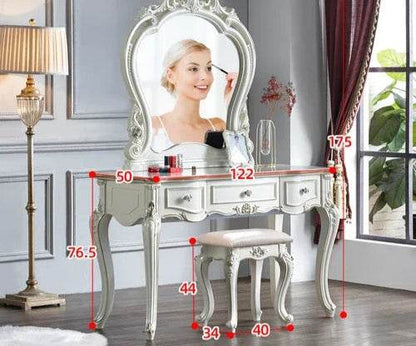 Gothic Black Baroque Vanity Desk with Mirror Victorian Makeup Table - Le Joyau Store - black,living,makeup,mirror,narrow - 1