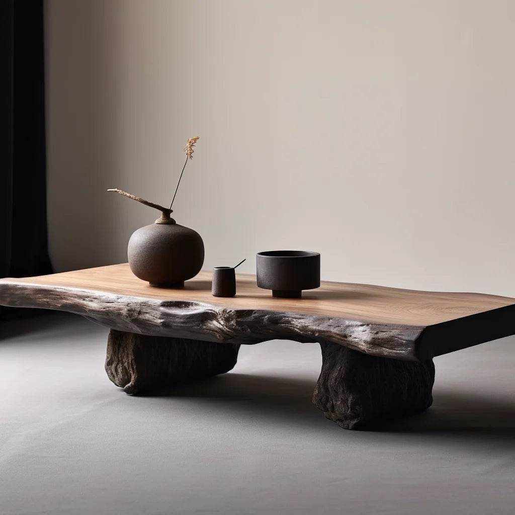 Rustic Wooden Coffee Table with Tree Bark Finish Antique Style Centerpiece Furniture - Le Joyau Store - antique,decor,modern,unique,wood - 120x60x45cm