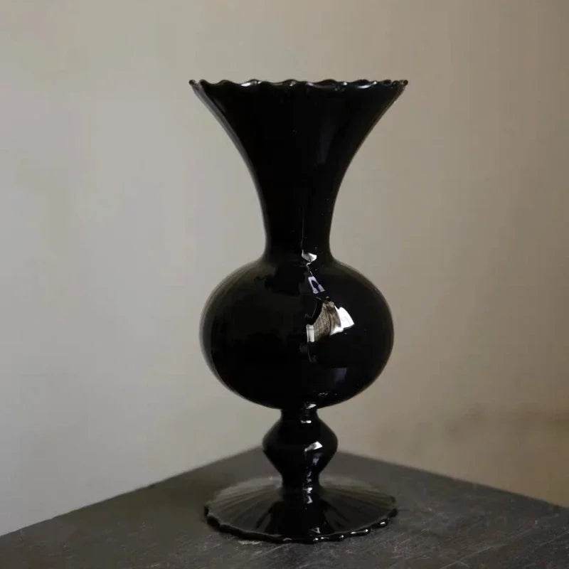 Gothic Black Borosilicate Glass Vase Handcrafted Medieval-Style Centerpiece - Le Joyau Store - black glass,elegant,handcrafted,premium,unique - 