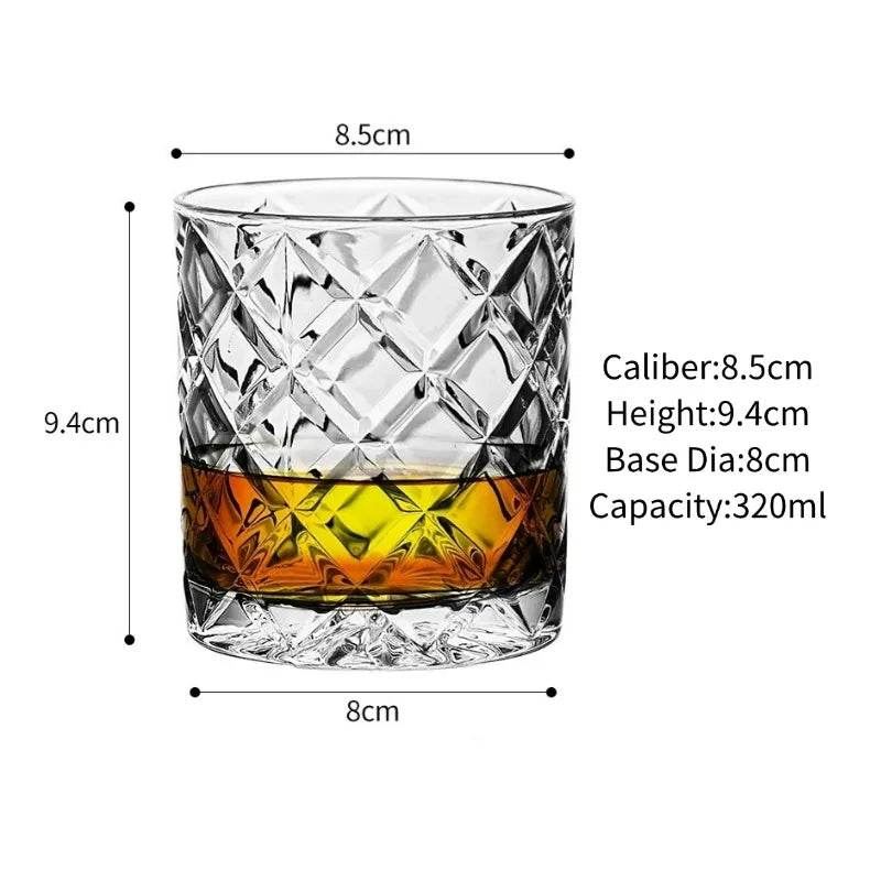 Vintage Embossed Whiskey Glass Classic Old Fashioned Tumbler for Bourbon & Scotch - Le Joyau Store - engraved,gift set,old fashion,premium,whiskey - C 300ml / 1pc
