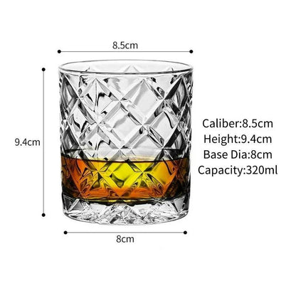 Vintage Embossed Whiskey Glass Classic Old Fashioned Tumbler for Bourbon & Scotch - Le Joyau Store - engraved,gift set,old fashion,premium,whiskey - C 300ml / 1pc