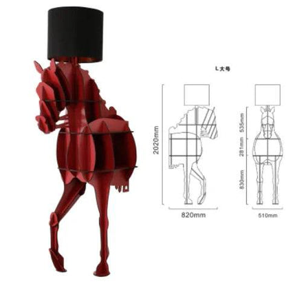 Luxury Modern Abstract Horse Open Bookshelf Cabinet & Lamp - Le Joyau Store - cabinet,living room,luxury,modern,open shelf - Red large size