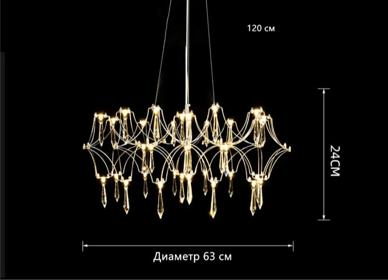 Luxury Crystal Spiderweb Raindrop Chandelier Adjustable Starlight Pendant Light - Le Joyau Store - adjustable,crystal,elegant,luxury,modern - Gold / 105cm / 3 colors light