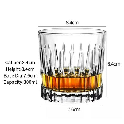 Vintage Embossed Whiskey Glass Classic Old Fashioned Tumbler for Bourbon & Scotch - Le Joyau Store - engraved,gift set,old fashion,premium,whiskey - C 300ml / 1pc
