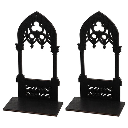 Vintage Gothic Black Medieval Cathedral Arch Wooden Candleholder (2 Pack) - Le Joyau Store - Candle,Decor,Gothic,Vintage,Wooden - 15x6x5.5cm