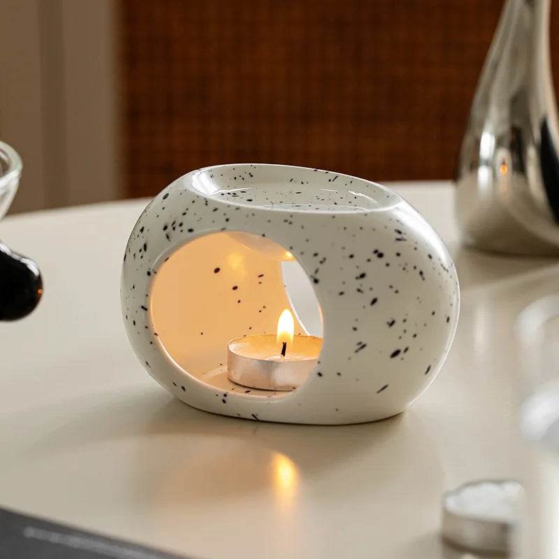 Modern Ceramic Oval Candle Heating Essential Oil Diffuser Holder - Le Joyau Store - aroma,black,ceramic,essential oil,spa - Black