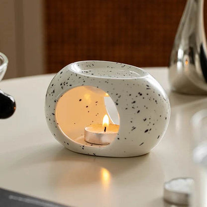 Modern Ceramic Oval Candle Heating Essential Oil Diffuser Holder - Le Joyau Store - aroma,black,ceramic,essential oil,spa - Black