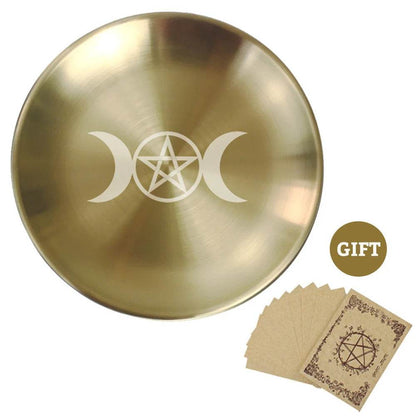 Mystic Pentacle Brass Altar Tray Wiccan Ritual Plate for Crystals, Candles & Smudging - Le Joyau Store - Brass Finish,Meditation,Pentagram,Rituals - A