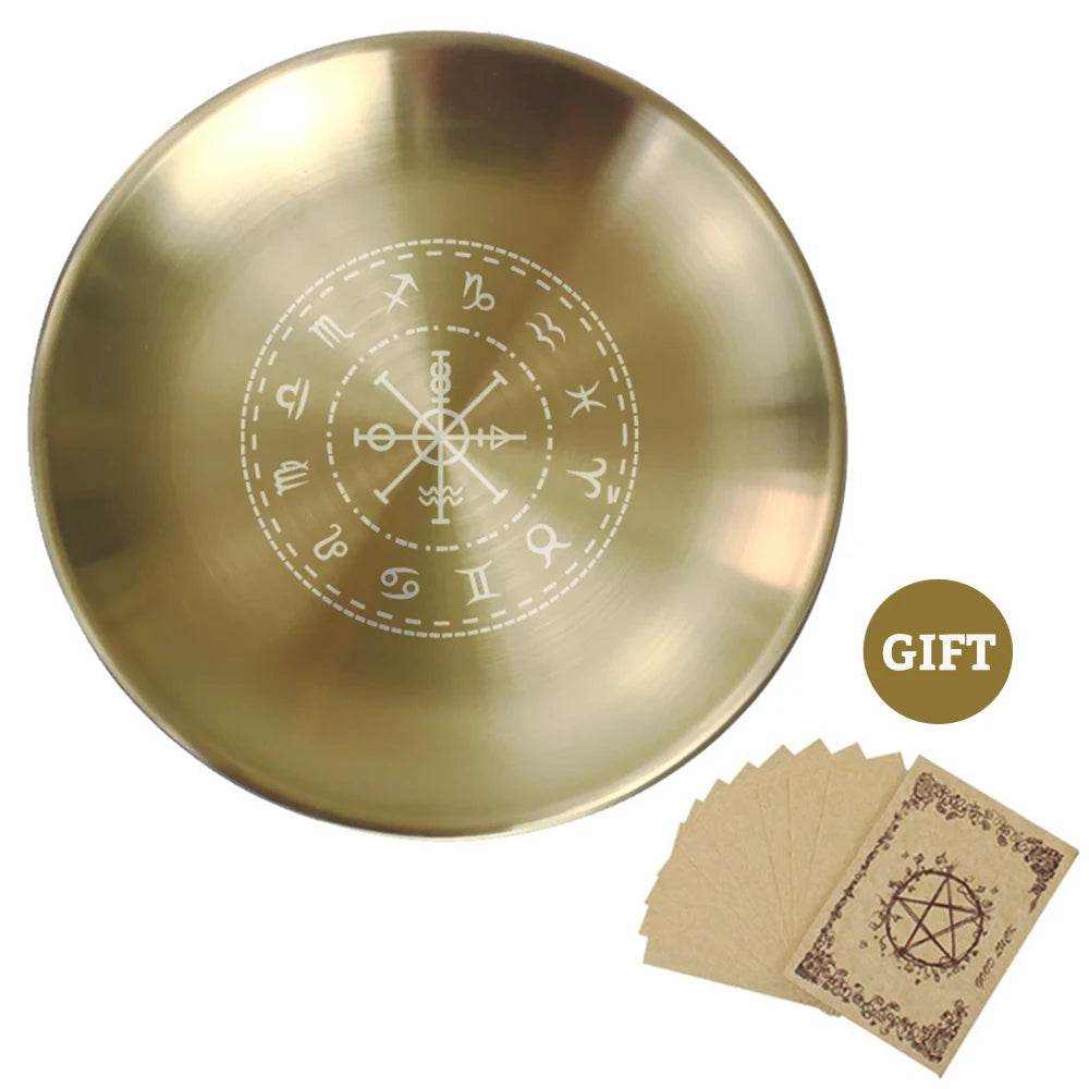 Mystic Pentacle Brass Altar Tray Wiccan Ritual Plate for Crystals, Candles & Smudging - Le Joyau Store - Brass Finish,Meditation,Pentagram,Rituals - A