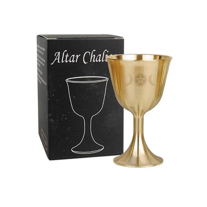 Metallic Gold Wiccan Chalice Copper Ritual Goblet with Pentacle Symbol - Le Joyau Store - Celtic,Copper,Divine,Ritual,Wiccan - Pentacle