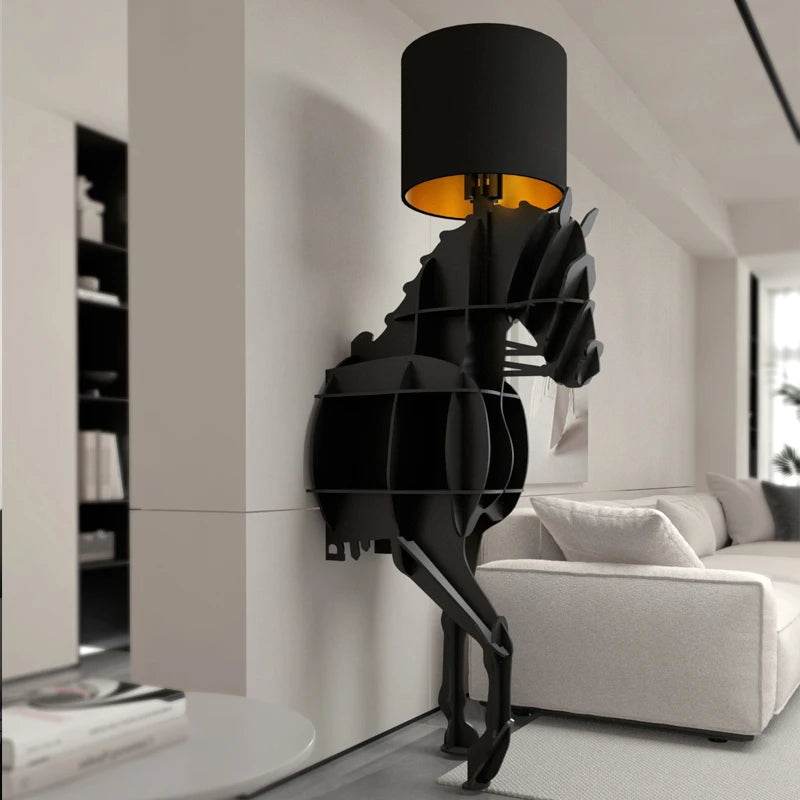 Luxury Modern Abstract Horse Open Bookshelf Cabinet & Lamp - Le Joyau Store - cabinet,living room,luxury,modern,open shelf - Red large size