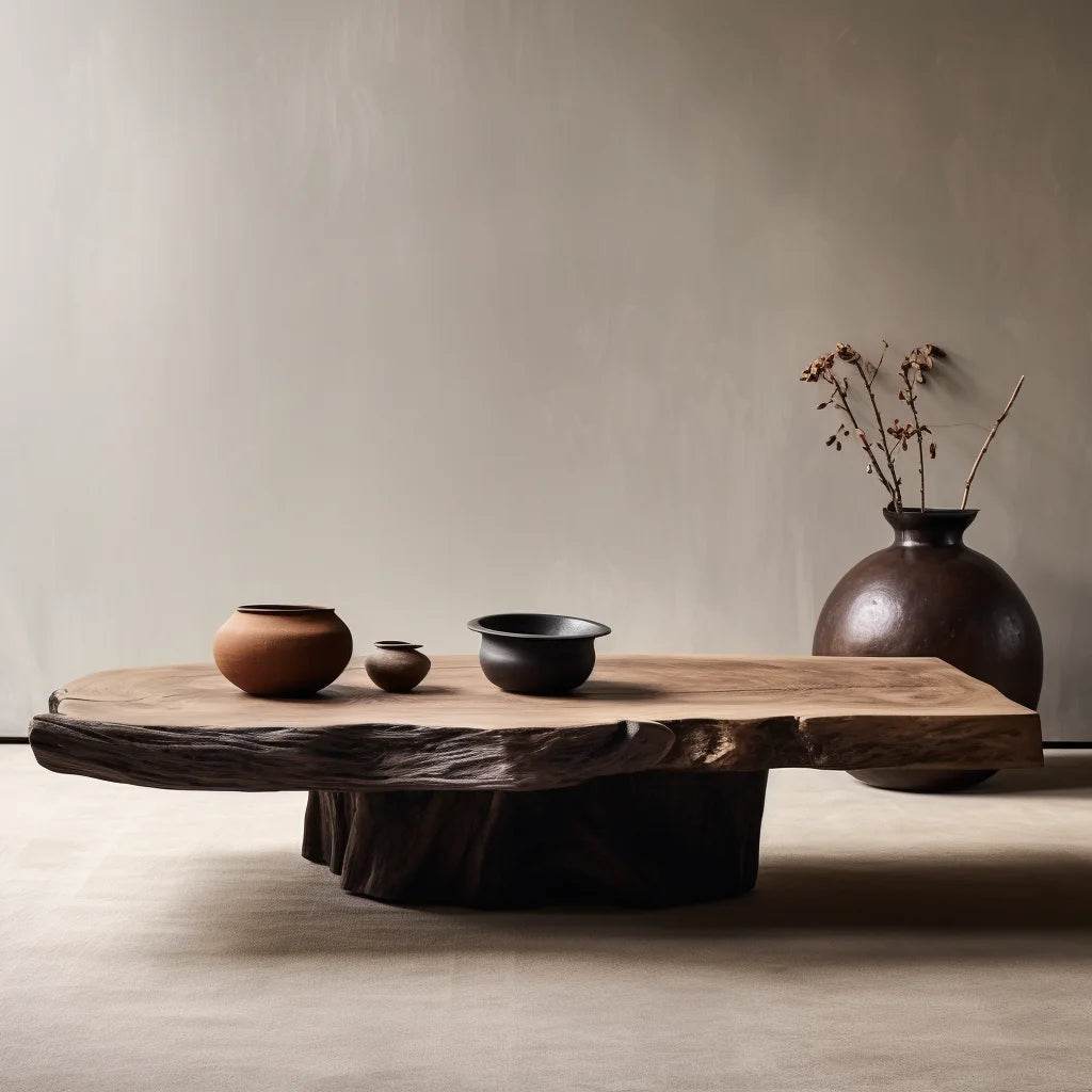 Rustic Wooden Coffee Table with Tree Bark Finish Antique Style Centerpiece Furniture - Le Joyau Store - antique,decor,modern,unique,wood - 120x60x45cm