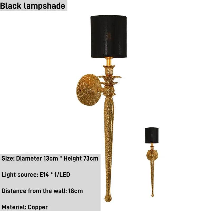 Luxury Baroque Copper & Black Wall Sconce Vintage LED Accent Light - Le Joyau Store - bedroom,copper,LED,luxury,retro - US Plug / Beige H73cm / 3 color dimming