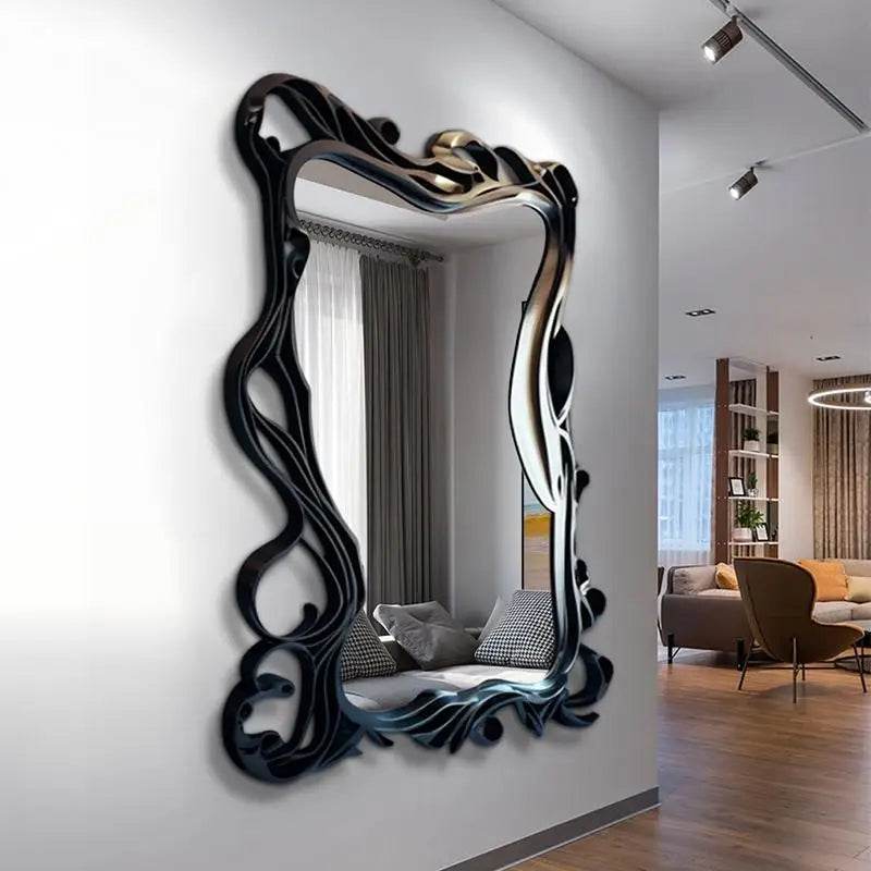 Luxury Gothic Black Swirl Full Body Wall Mirror Abstract Designer Statement Decor Mirror - Le Joyau Store - bedroom,designer,full body,standing - 80x180cm
