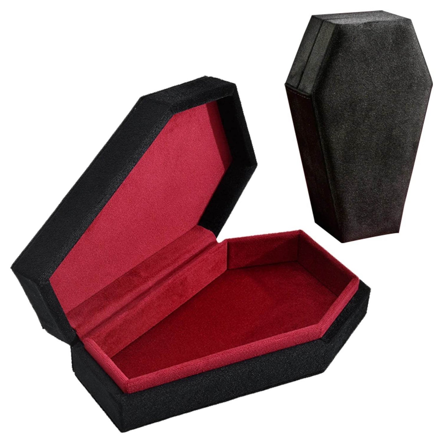 Velvet Coffin Jewelry Box Gothic Black & Red Ring Display Case with Lid - Le Joyau Store - coffin,custom,gothic,jewelry,velvet - M / Rose Logo