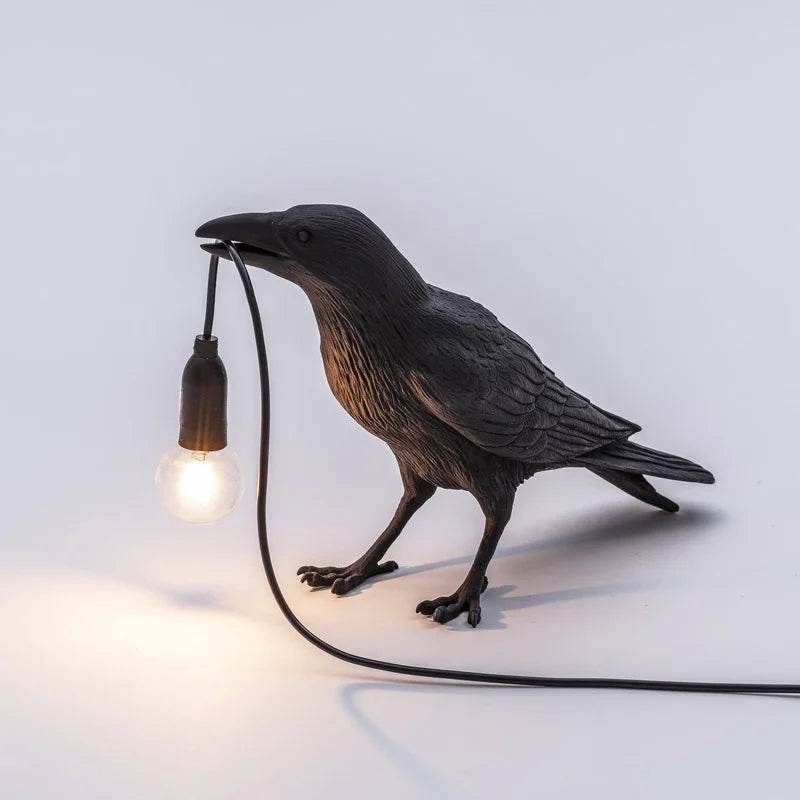Decorative Gothic Black Raven Bird Table Wall Lamp - Le Joyau Store - black,creative,LED,resin,white - EU plug / Black sitting
