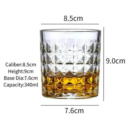 Vintage Embossed Whiskey Glass Classic Old Fashioned Tumbler for Bourbon & Scotch - Le Joyau Store - engraved,gift set,old fashion,premium,whiskey - C 300ml / 1pc