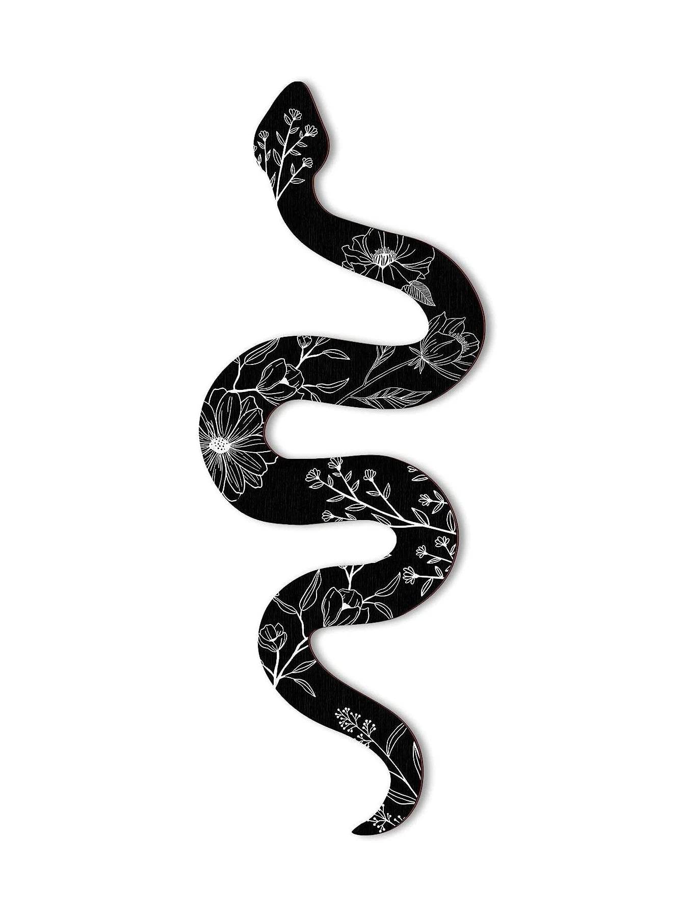 Rustic Wooden Floral Boho Witchy Snake Hanging Wall Decor - Le Joyau Store - - Black