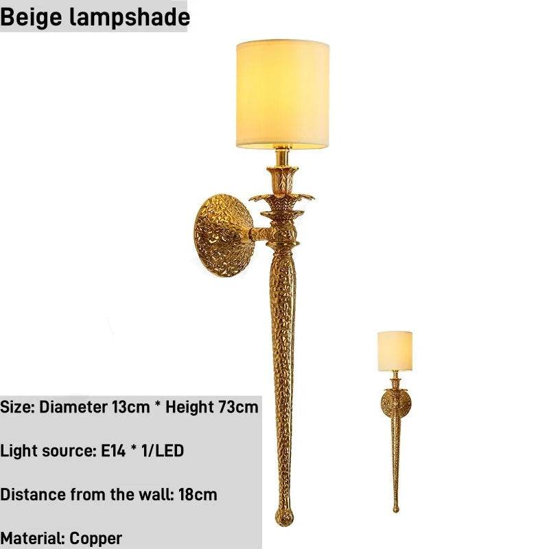 Luxury Baroque Copper & Black Wall Sconce Vintage LED Accent Light - Le Joyau Store - bedroom,copper,LED,luxury,retro - US Plug / Beige H73cm / 3 color dimming