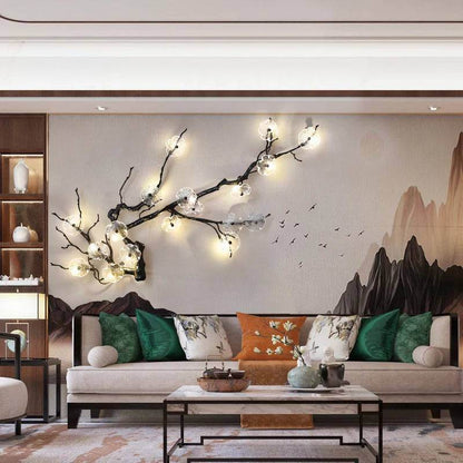 Floral Gothic Tree Branch Wall Lamp Black & Copper Decorative Light for Dark Elegant Interiors - Le Joyau Store - copper,crystal,G4 light,luxury,mural - Dia95xH135cm / Warm White (2700-3500K)
