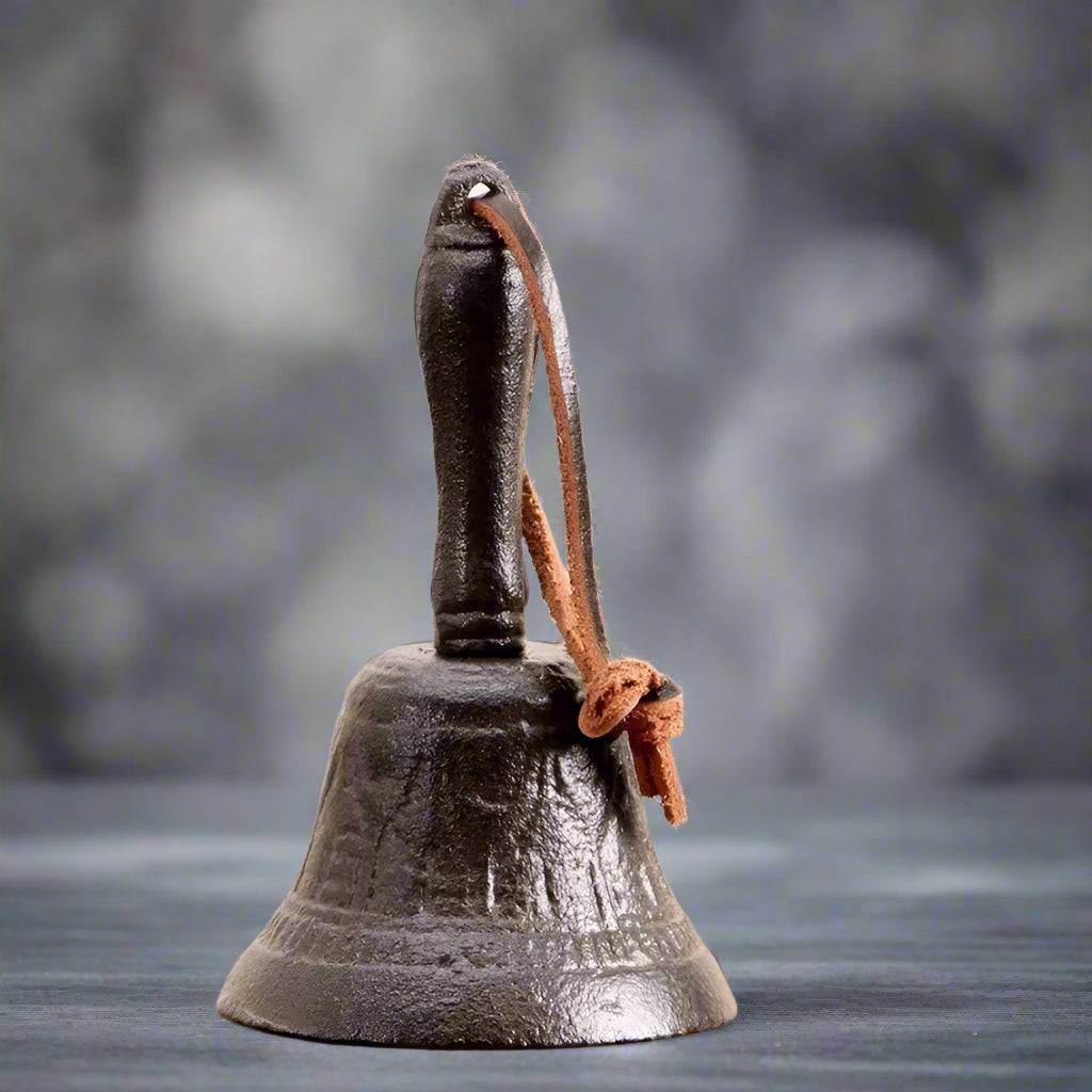 Antique Rustic Cast Iron Hand Bell Vintage Decorative Bell for Weddings & Home Decor - Le Joyau Store - cast iron,hand bell,metal,retro,vintage - Black
