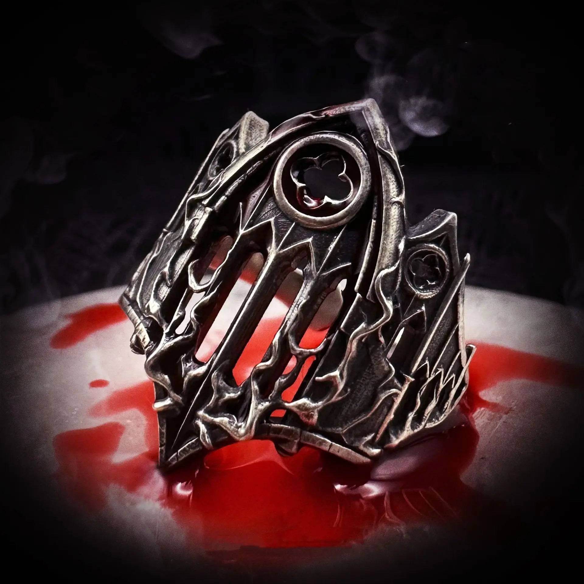 Vintage Gothic Antique Silver Cathedral Window Unisex Open Ring - Le Joyau Store - dark ring,flower,gothic,open ring,vintage - One Size