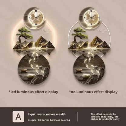 Luminous Moon & Mountains Scene Wall Clock LED Lamp Ambient Light & Sculpture Decor - Le Joyau Store - big size,cute,fashion,luminous,relogio - 1 / 50x100cm