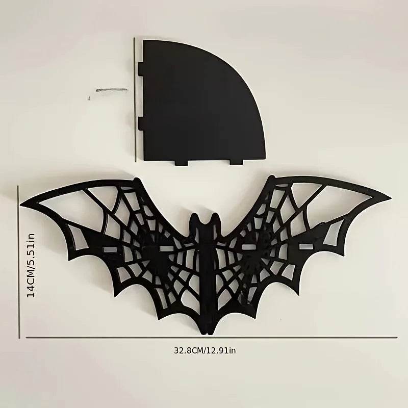 Black Bat Gothic Spiderweb Witchy Floating Corner Wall Display Shelf - Le Joyau Store - animal,corner,creative,floating,hollow - Uniform size / Animal candle holder / 1Pc