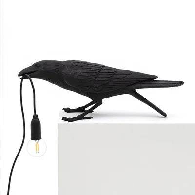 Decorative Gothic Black Raven Bird Table Wall Lamp - Le Joyau Store - black,creative,LED,resin,white - EU plug / Black sitting