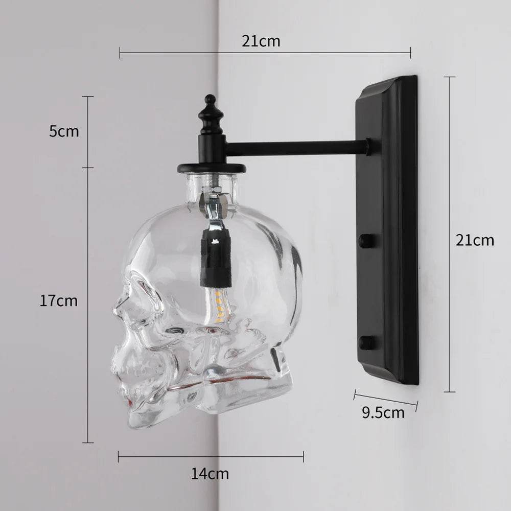 Gothic Glass Skull Wall Sconce Rustic Dark Home Decor Skeleton Light Fixture - Le Joyau Store - Glass,Industrial,Loft,Retro,Skull - 