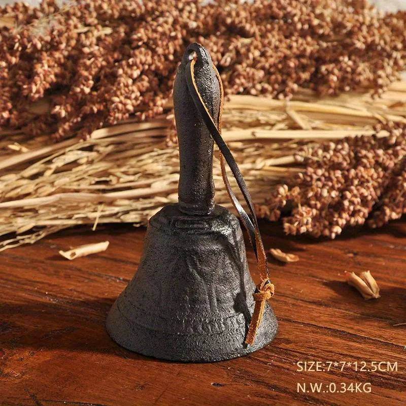 Antique Rustic Cast Iron Hand Bell Vintage Decorative Bell for Weddings & Home Decor - Le Joyau Store - cast iron,hand bell,metal,retro,vintage - Black