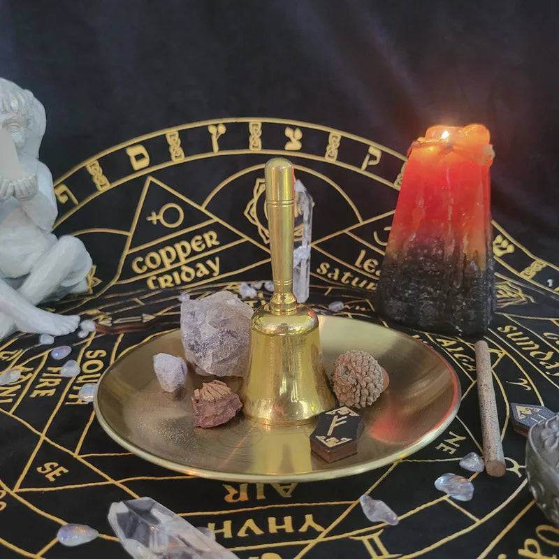 Mystic Pentacle Brass Altar Tray Wiccan Ritual Plate for Crystals, Candles & Smudging - Le Joyau Store - Brass Finish,Meditation,Pentagram,Rituals - A