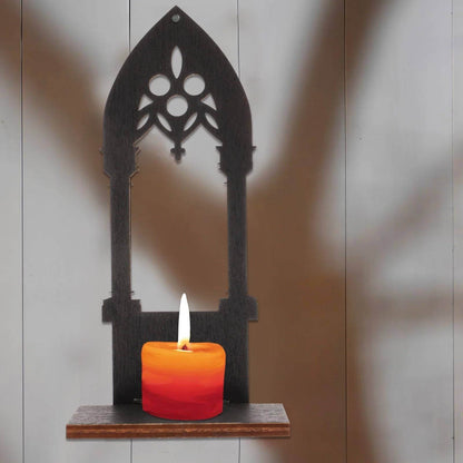 Vintage Gothic Black Medieval Cathedral Arch Wooden Candleholder (2 Pack) - Le Joyau Store - Candle,Decor,Gothic,Vintage,Wooden - 15x6x5.5cm
