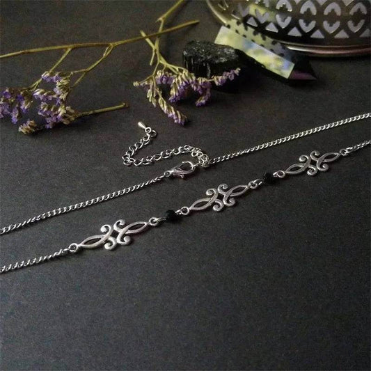 Vintage Victorian Antique Silver Gothic Link Chain Choker Necklace - Le Joyau Store - Fashion,Retro,Silver,Stainless,Women - Rhodium Plated
