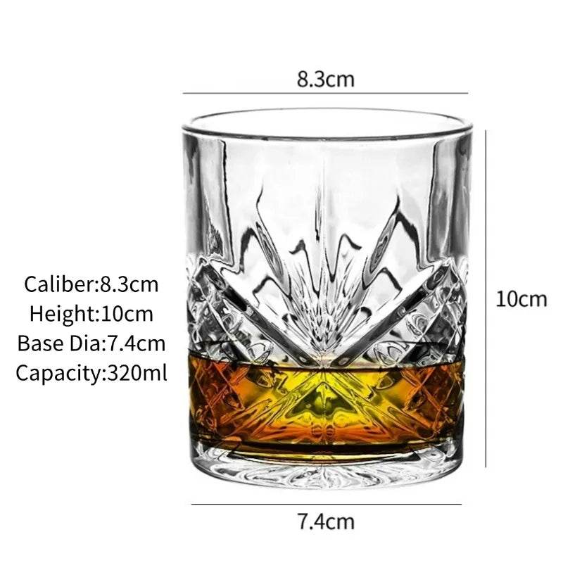 Vintage Embossed Whiskey Glass Classic Old Fashioned Tumbler for Bourbon & Scotch - Le Joyau Store - engraved,gift set,old fashion,premium,whiskey - C 300ml / 1pc