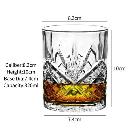 Vintage Embossed Whiskey Glass Classic Old Fashioned Tumbler for Bourbon & Scotch - Le Joyau Store - engraved,gift set,old fashion,premium,whiskey - C 300ml / 1pc
