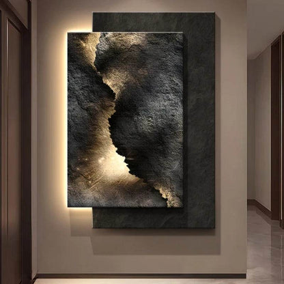 Modern Luxury Rustic Black Volcanic Stone Effect LED Crystal Wall Lamp Artwork - Le Joyau Store - Crystal,Decor,LED,Mural,Porcelain - W54 X H80cm / A / NON dimm warm light