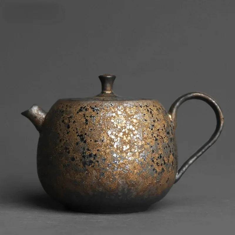 Vintage Rustic Persimmon-Inspired Stoneware Teapot - Le Joyau Store - handmade,persimmon,stoneware,tea gift,unique - Bronze